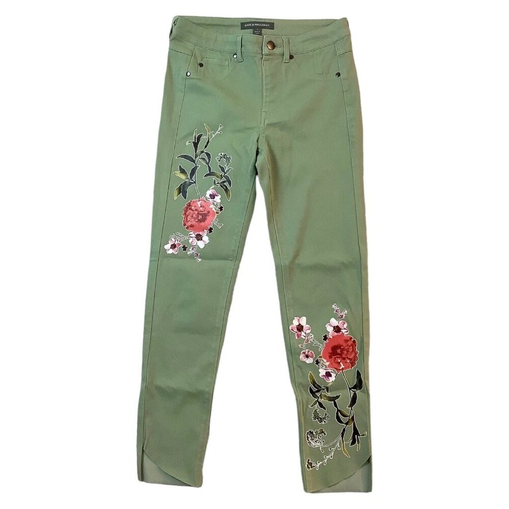 Kate & Mallory Floral Pull-On Leggings Womens Size Small Mint Green